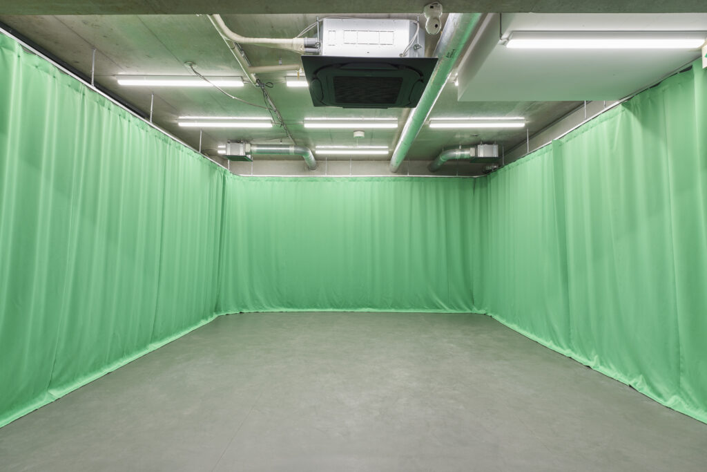 グリーンバックを使用することで、合成にも簡単に対応できます。